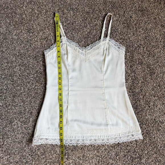 White House Black Market Ivory Seamed Mixed Material Lace Trim Cami Top, Size XS - Picture 4 of 9